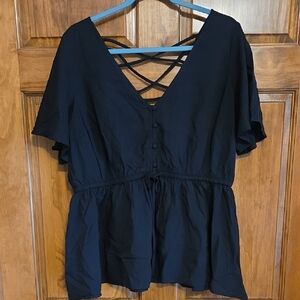 NWT Torrid Black Crisscross Blouse Size 0 L